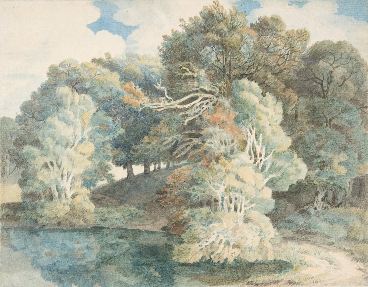Bäume am See, Peamore Park, nahe Exeter, Devon von Francis Towne