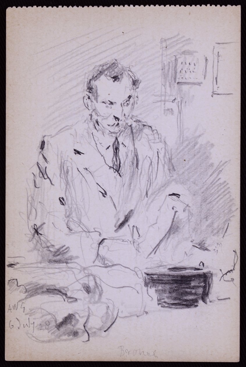 Porträt von Gilbert? Bayes, ca. 1928 (Bleistift auf Papier) von Francis Wilfred Lawson