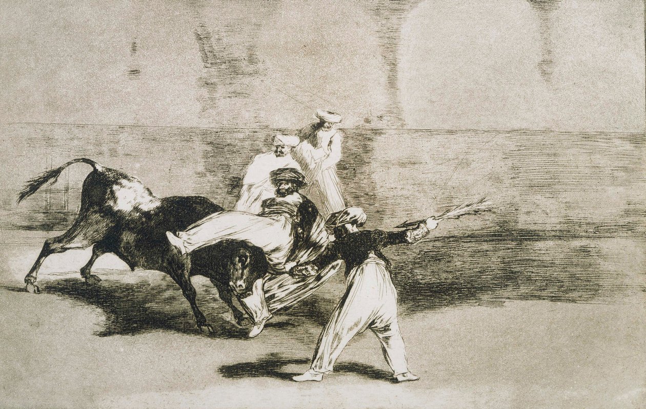 Ein Mohr vom Stier gefangen... aus La Tauromaquia von Francisco de Goya