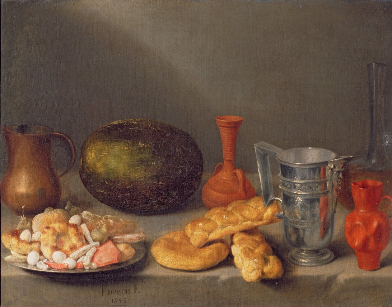 Stillleben mit Brot, 1648 von Francisco Palacios