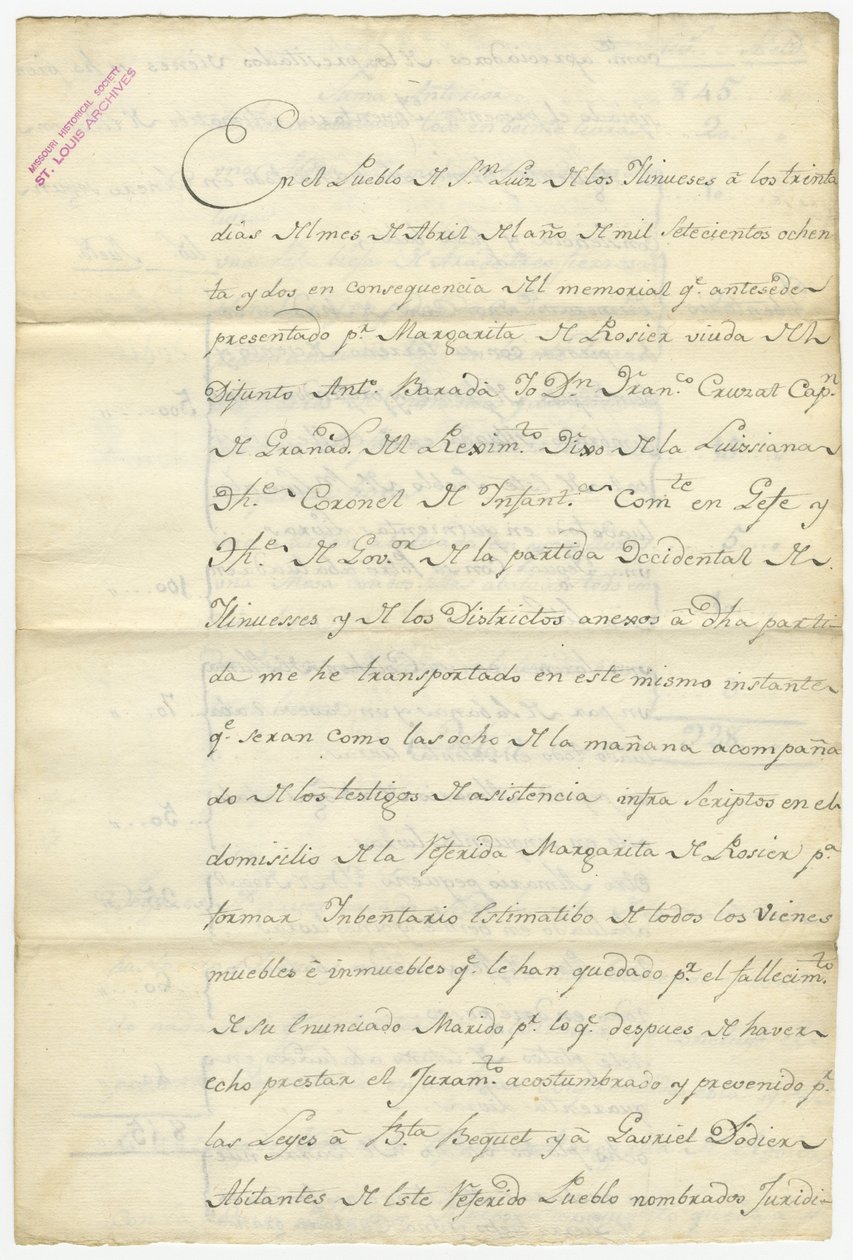 Inventar von Antoine Barada, unterzeichnet von Fran. Cruzat, Josef Bexmes, Dodier, Becquet und anderen, April 1782 von Francisco Cruzat