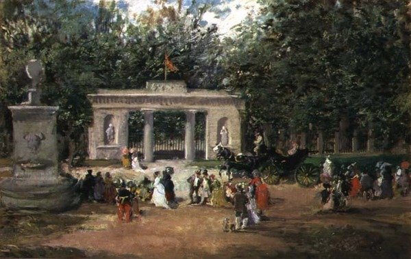 Das Tor des Botanischen Gartens in Madrid vom Prado-Museum aus von Francisco Domingo Marqués