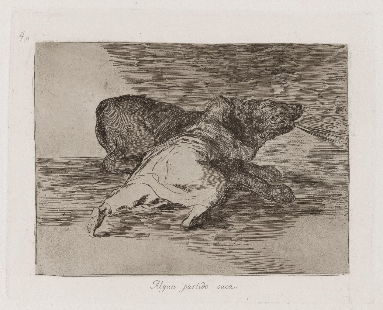 Er bekommt etwas daraus, Platte 40 aus Los desastres de la guerra (Die Schrecken des Krieges) von Francisco de Goya