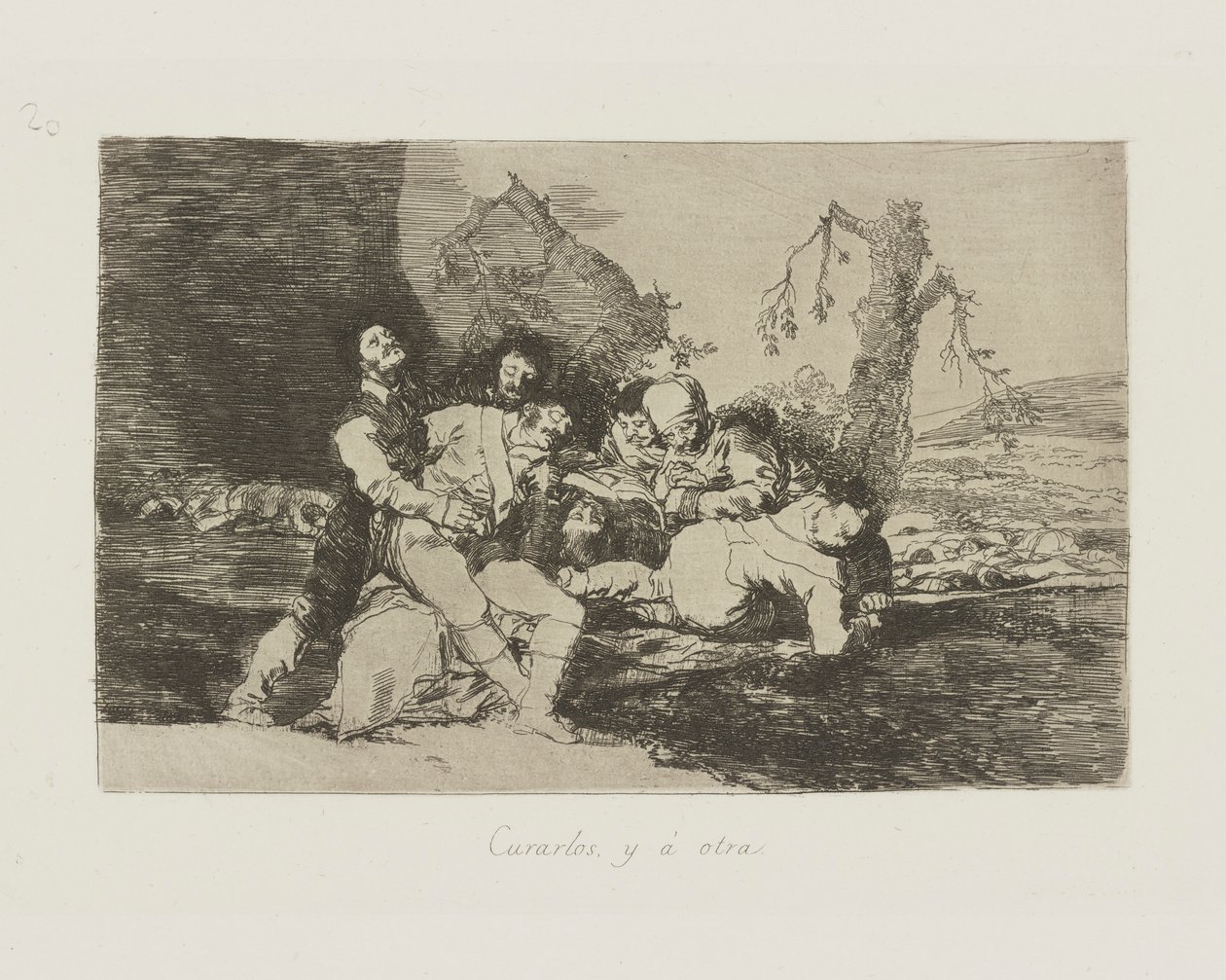 Heilt sie, und weiter zur nächsten, pl. 20 aus der Serie Los desastres de la guerra von Francisco de Goya