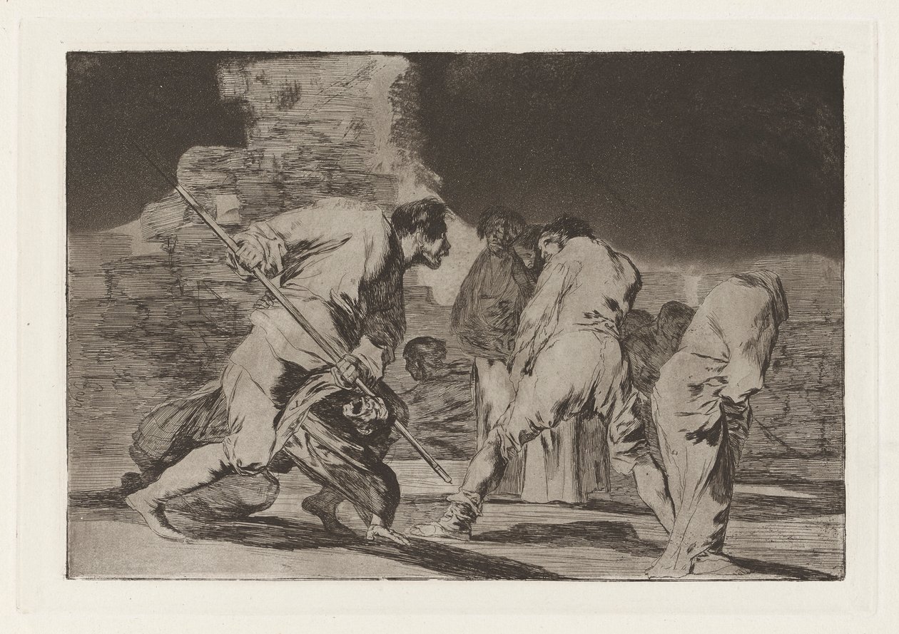 Disparate furioso (Wütender Unsinn), auch bekannt als Hizonos dios y maravillamos nos (Es ist erstaunlich und wir wurden von Gott gemacht, aus der Serie Los disparates (Los proverbios)) von Francisco de Goya