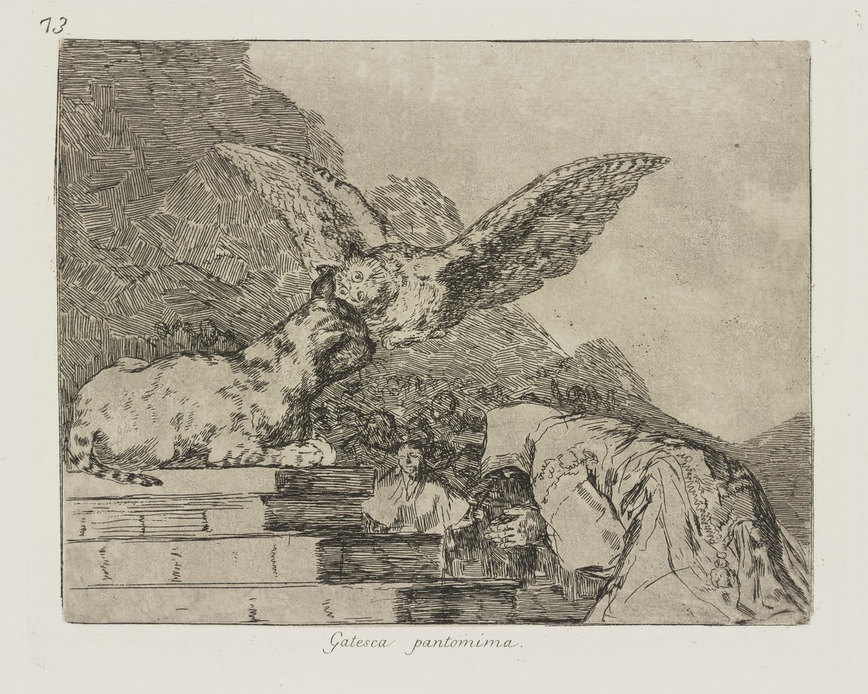 Gatesca Pantomime, Platte 73 aus der Serie Los desastres de la guerra (Die Schrecken des Krieges) von Francisco de Goya