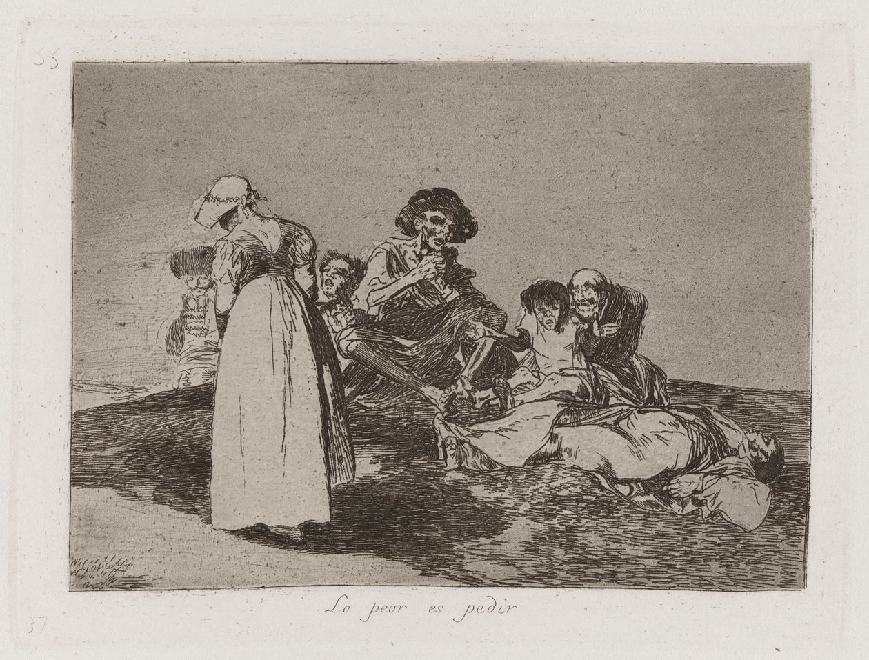 Das Schlimmste ist zu betteln, Platte 55 aus Die Schrecken des Krieges von Francisco de Goya