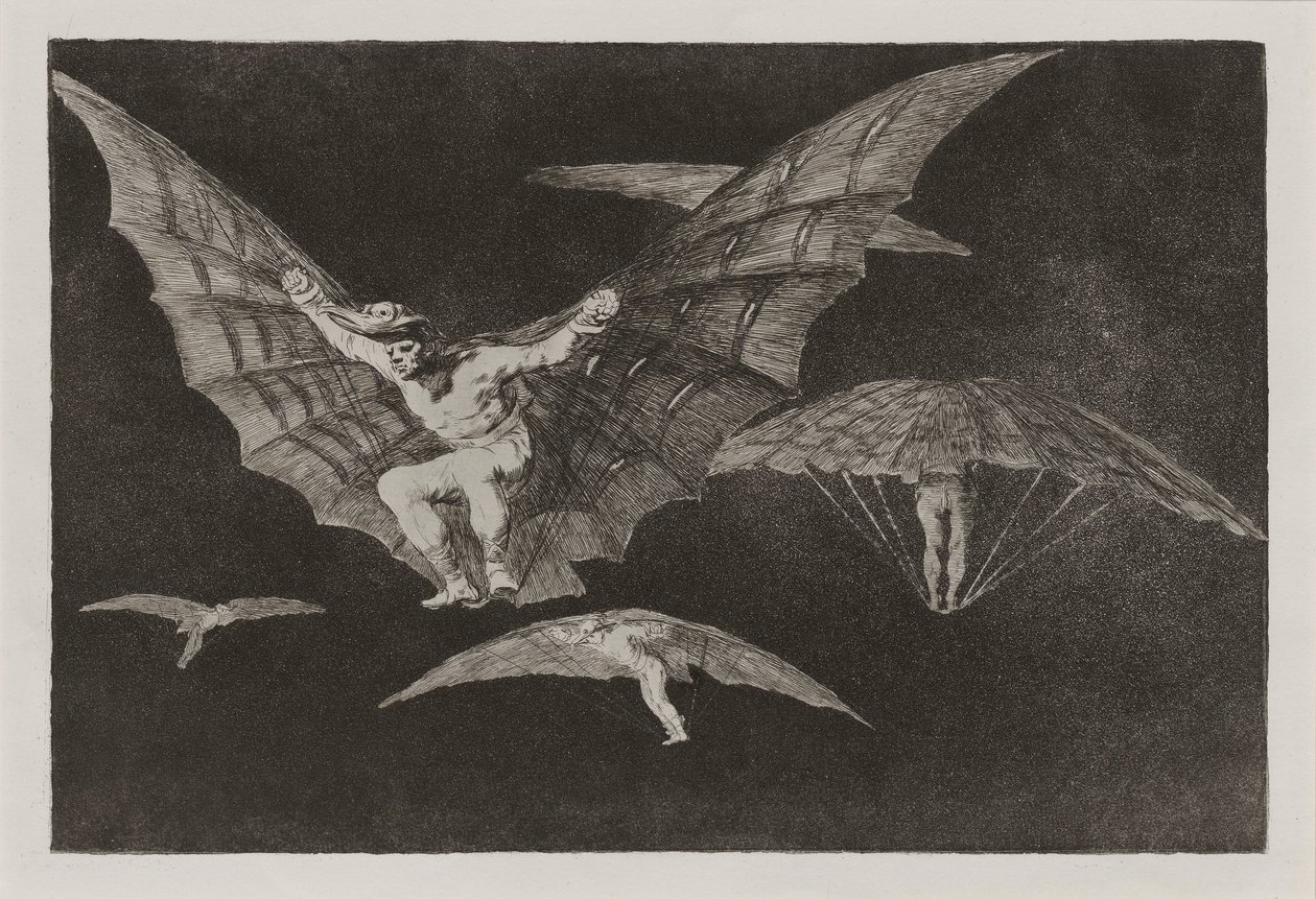 Modo de volar (Eine Art zu fliegen), auch bekannt als Donde hay ganas hay maña (Wo es einen Willen gibt, gibt es einen Weg) von Francisco de Goya