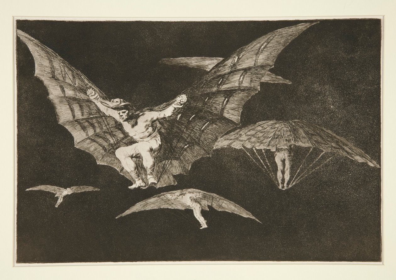 Modo de volar (Eine Art zu fliegen), pl. 13 aus der Serie Los proverbios von Francisco de Goya