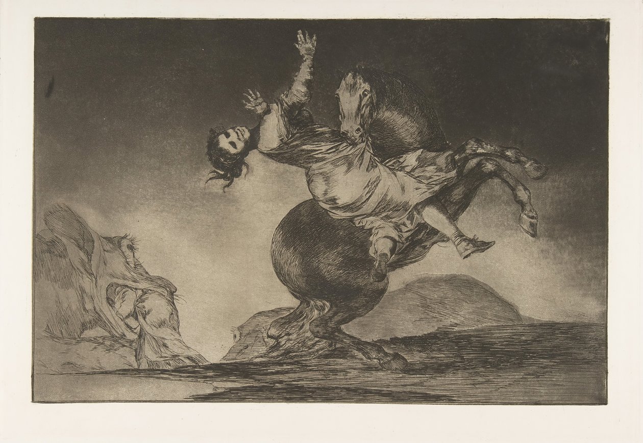 Platte 10 aus den Disparates: Der Pferdeentführer von Francisco de Goya