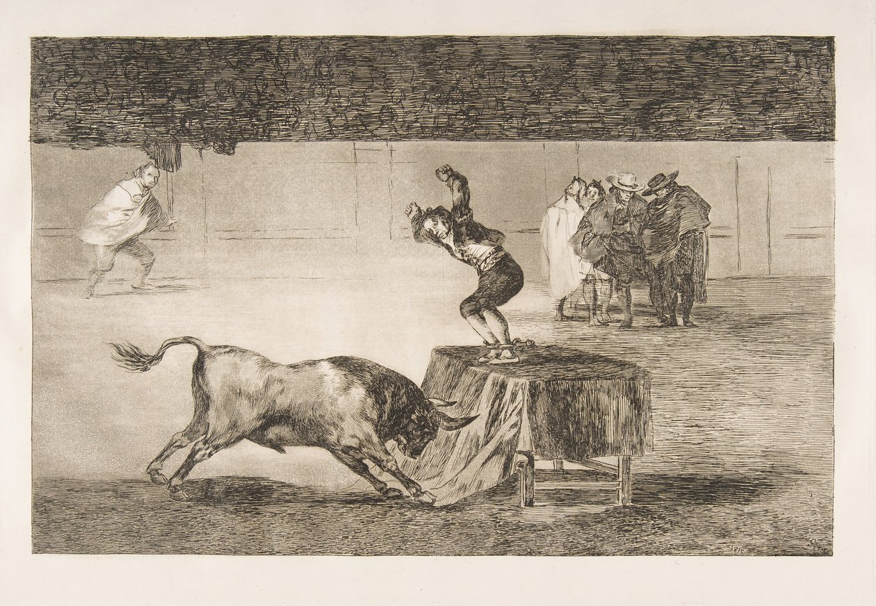 Blatt 19 der Tauromaquia: Eine weitere Verrücktheit von ihm im selben Ring, 1816 von Francisco de Goya