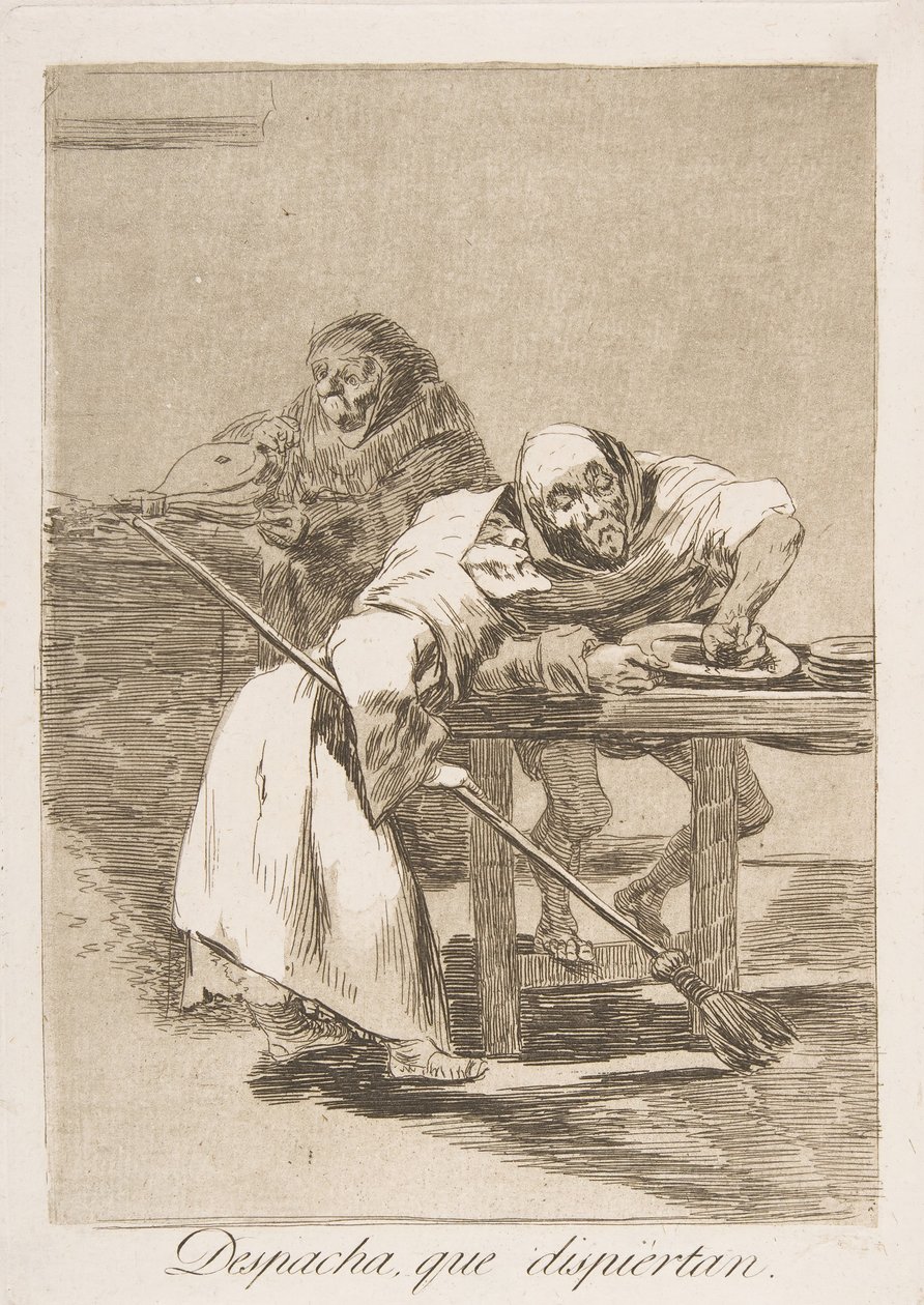 Platte 78 aus Los Caprichos: Beeil dich, sie wachen auf Despacha, que dispiertan., 1799 von Francisco de Goya