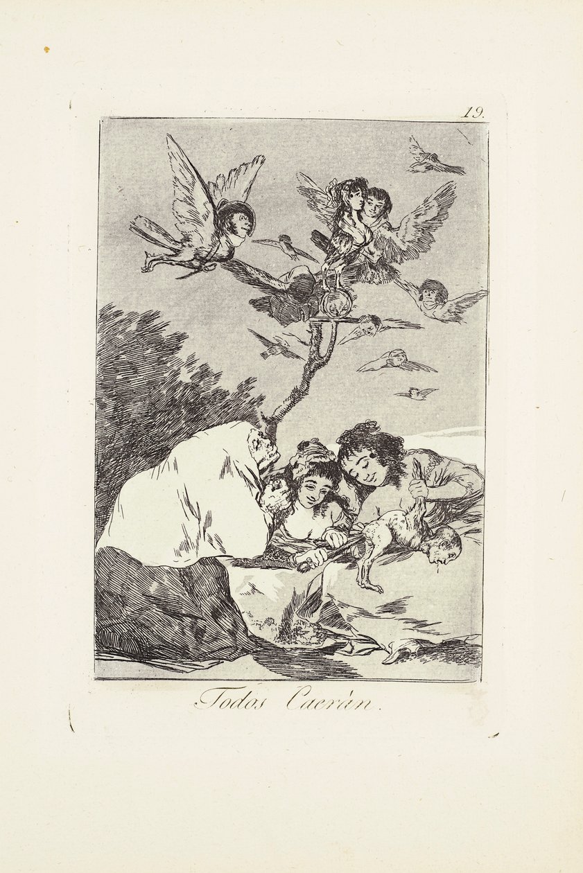 Alle werden fallen (Todos Caerán) Platte 19 aus: Los Caprichos von Francisco Jose de Goya y Lucientes