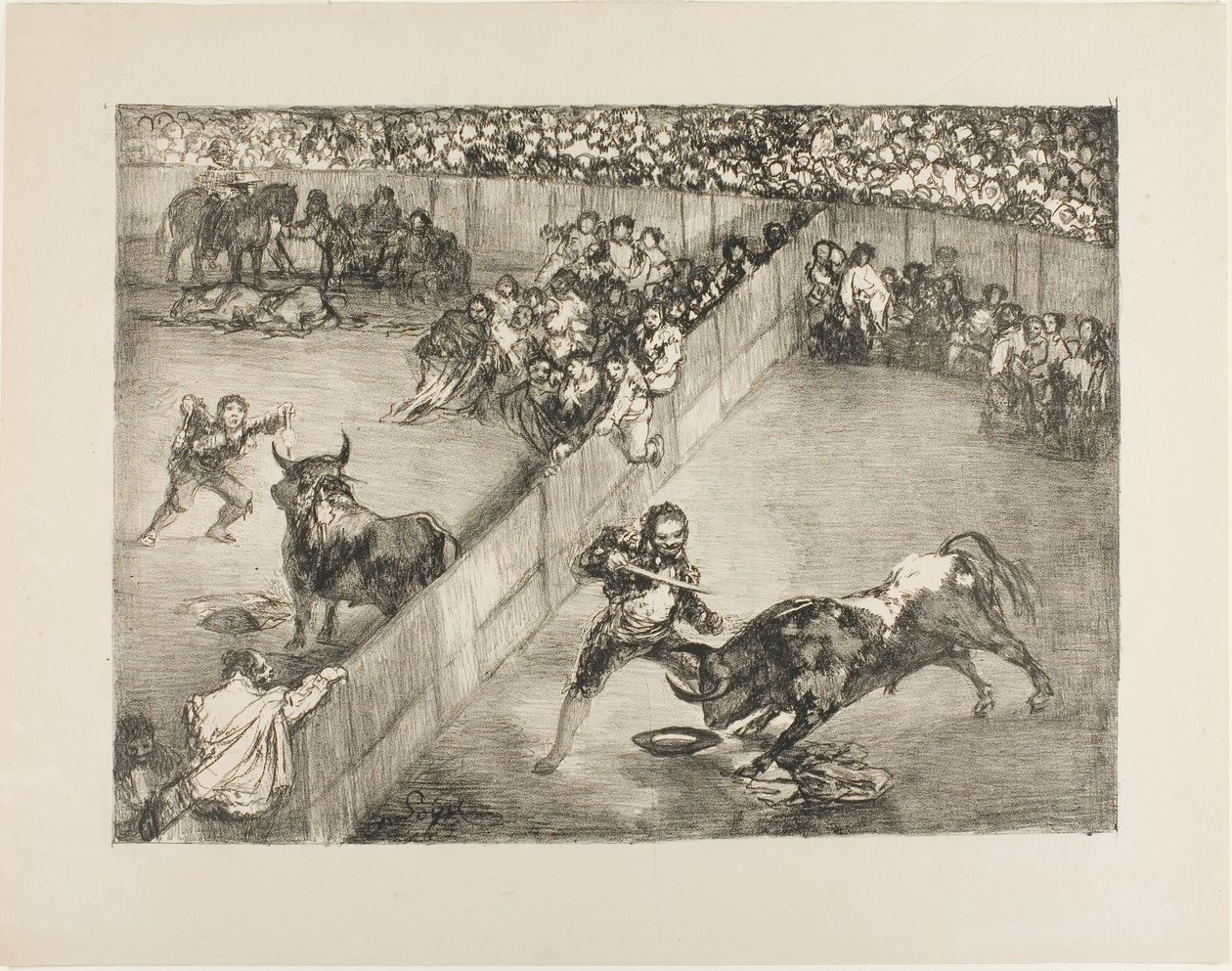 Stierkampf in einem geteilten Ring, aus Die Stiere von Bordeaux von Francisco Jose de Goya y Lucientes