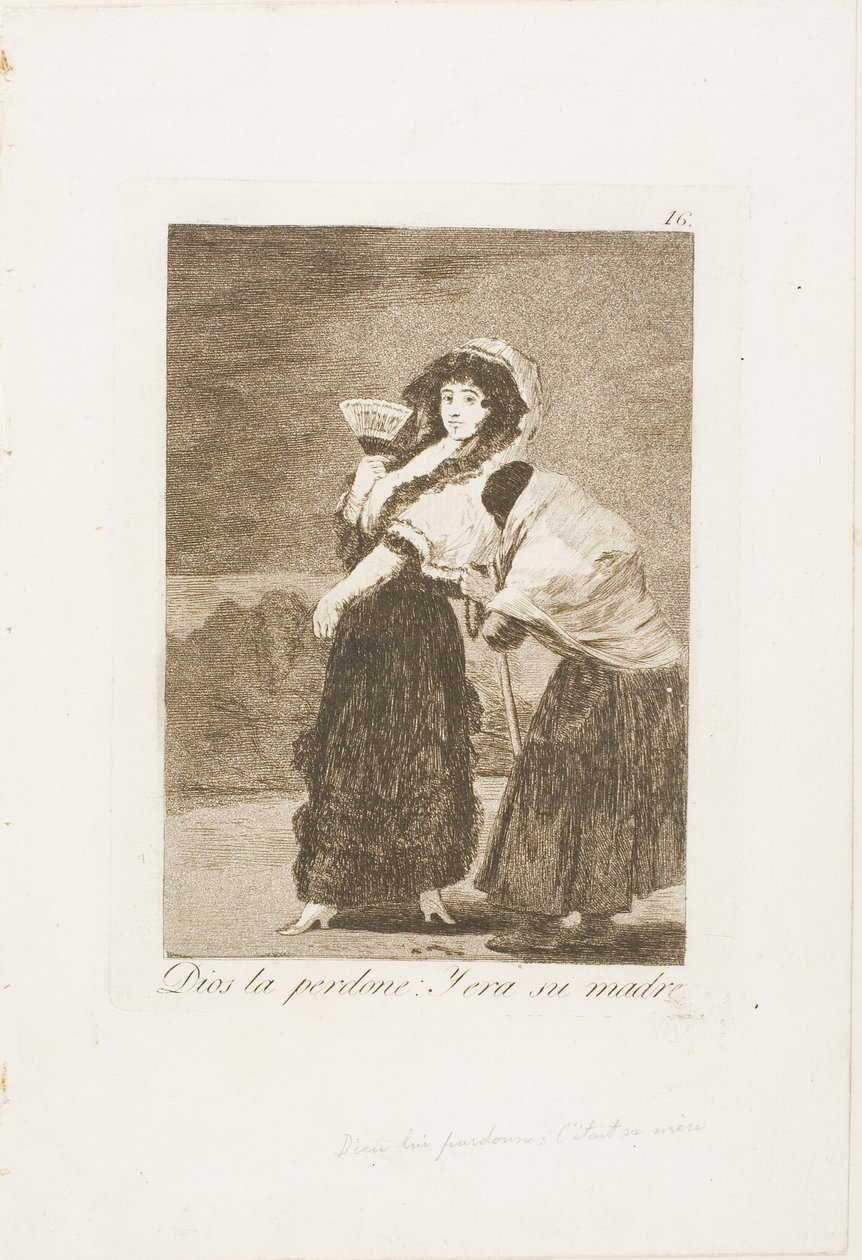 Um Himmels Willen: und es war ihre Mutter, Platte 16 aus Los Caprichos von Francisco Jose de Goya y Lucientes