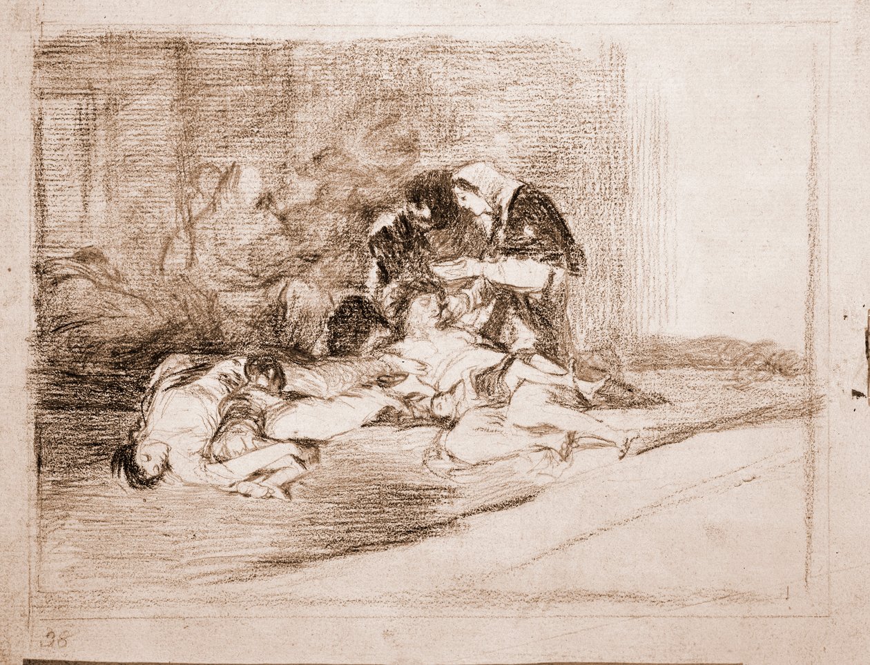 Die Katastrophen des Krieges: Wozu ist eine Schüssel? (Vorzeichnung) von Francisco de Goya