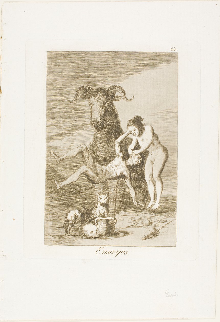Prüfungen, Platte 60 aus Los Caprichos von Francisco Jose de Goya y Lucientes