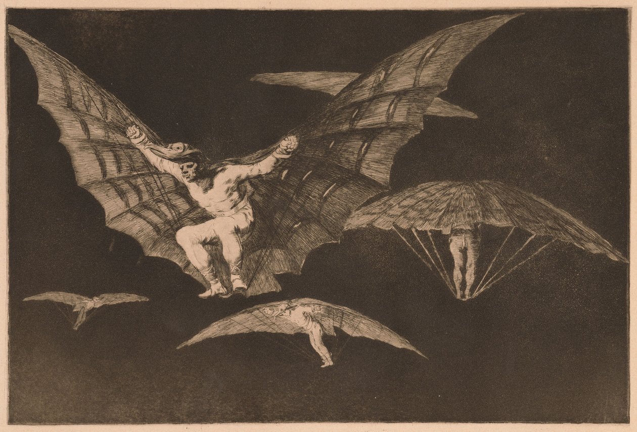Eine Art zu Fliegen (Modo de Volar) aus der Serie Los Disparates von Francisco de Goya