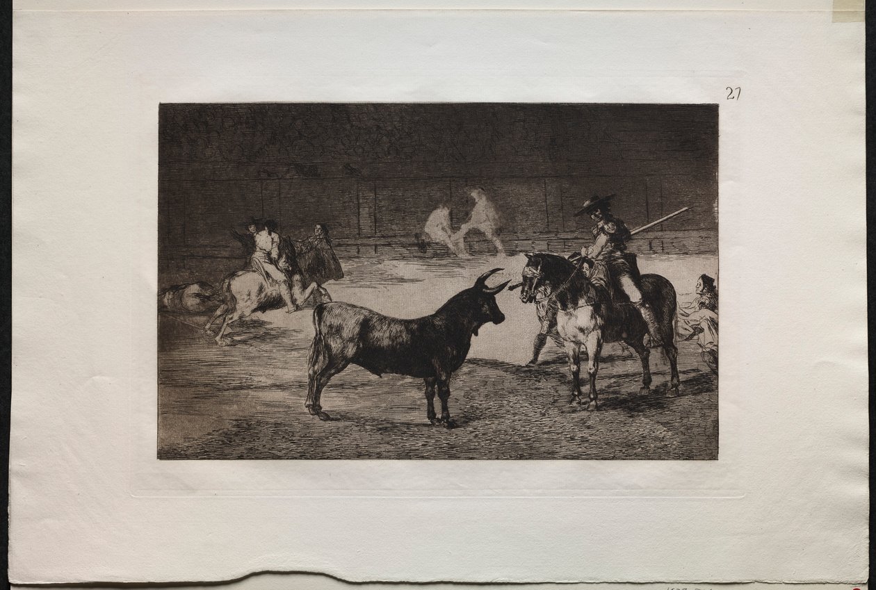 Stierkämpfe: Der berühmte Picador, Fernando del Toro, zieht das wilde Tier an..., 1876 von Francisco de Goya