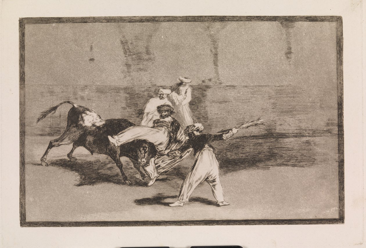 Ein Maure von einem Stier in der Arena gefangen von Francisco de Goya