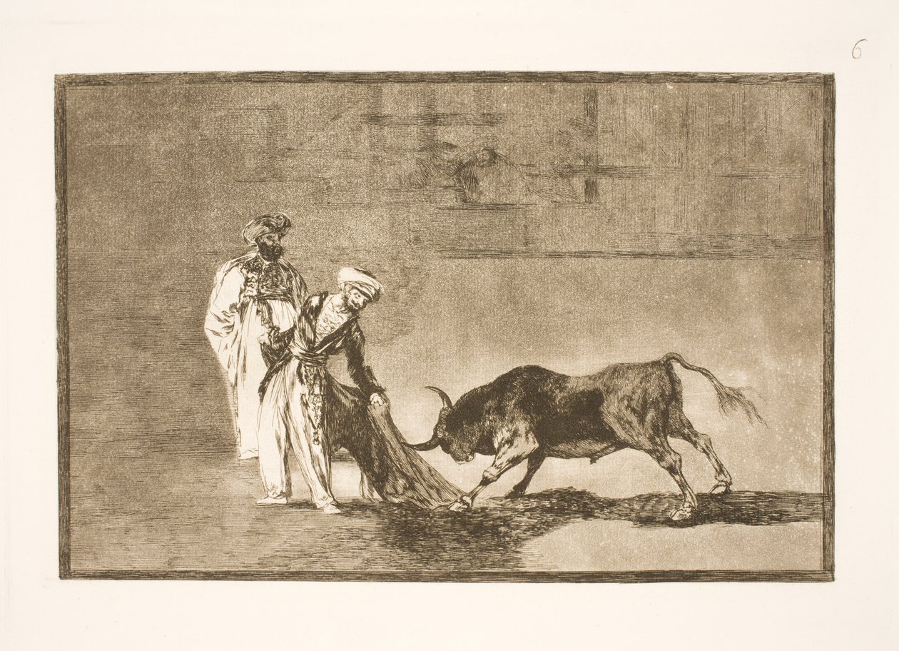 Mauren führen einen weiteren Trick in der Arena aus und locken die Stiere mit ihren Burnussen an von Francisco de Goya