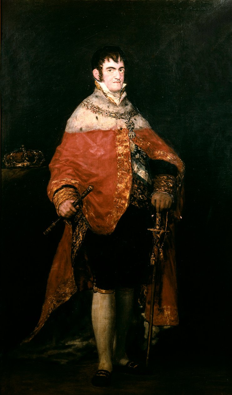 Porträt des Königs von Spanien, Ferdinand VII. (1784-1833) mit seinem königlichen Mantel von Francisco de Goya