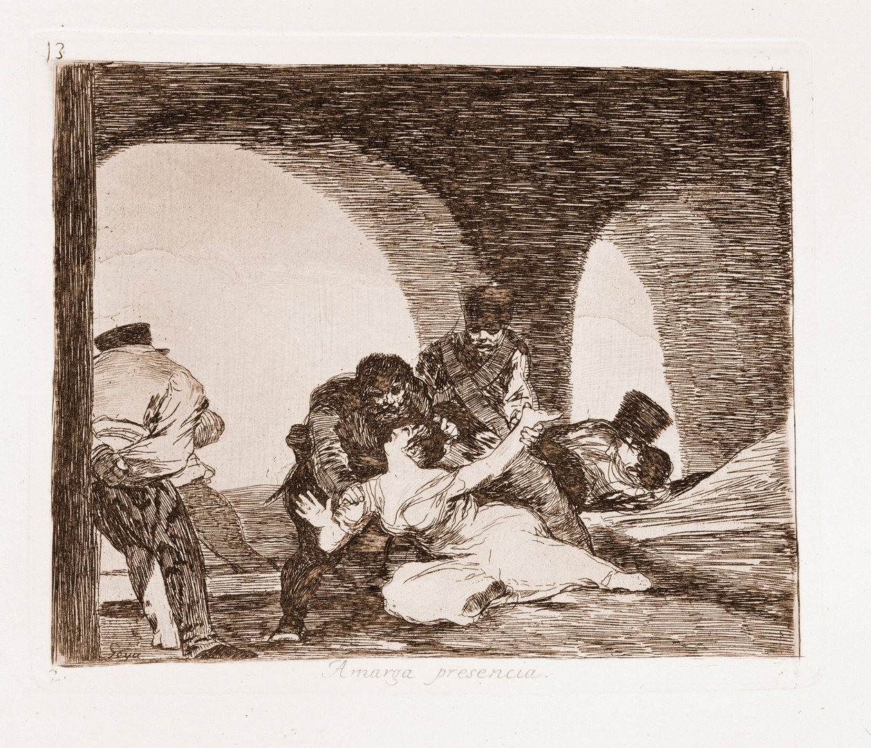 Die Schrecken des Krieges: Ein Mann Zeuge der Vergewaltigung seiner Frau von Francisco de Goya