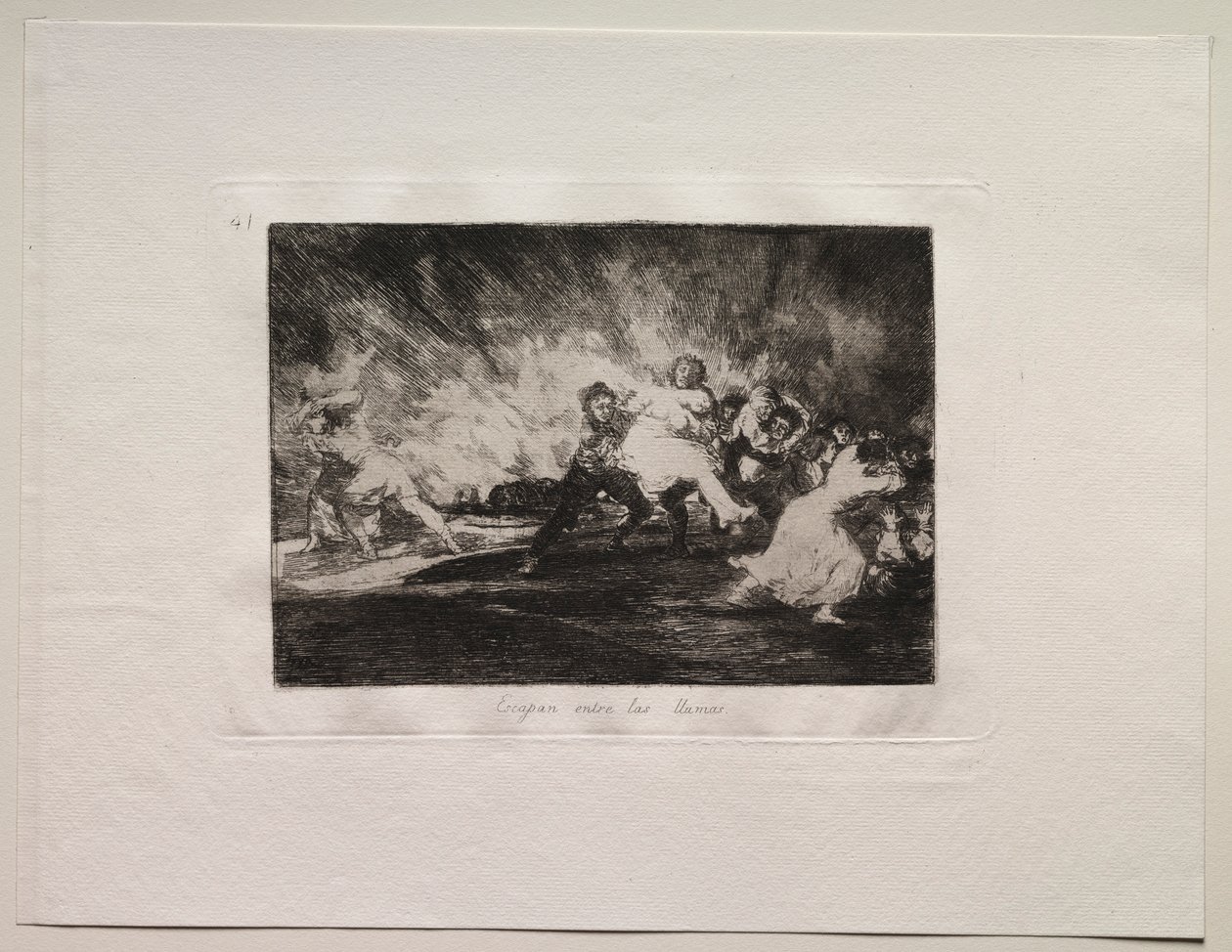 Die Schrecken des Krieges: Sie entkommen durch die Flammen von Francisco de Goya