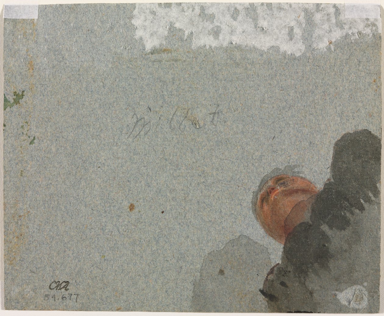 Studie eines Kopfes von unten gesehen, drittes Viertel des 17. Jahrhunderts von Francisque Millet