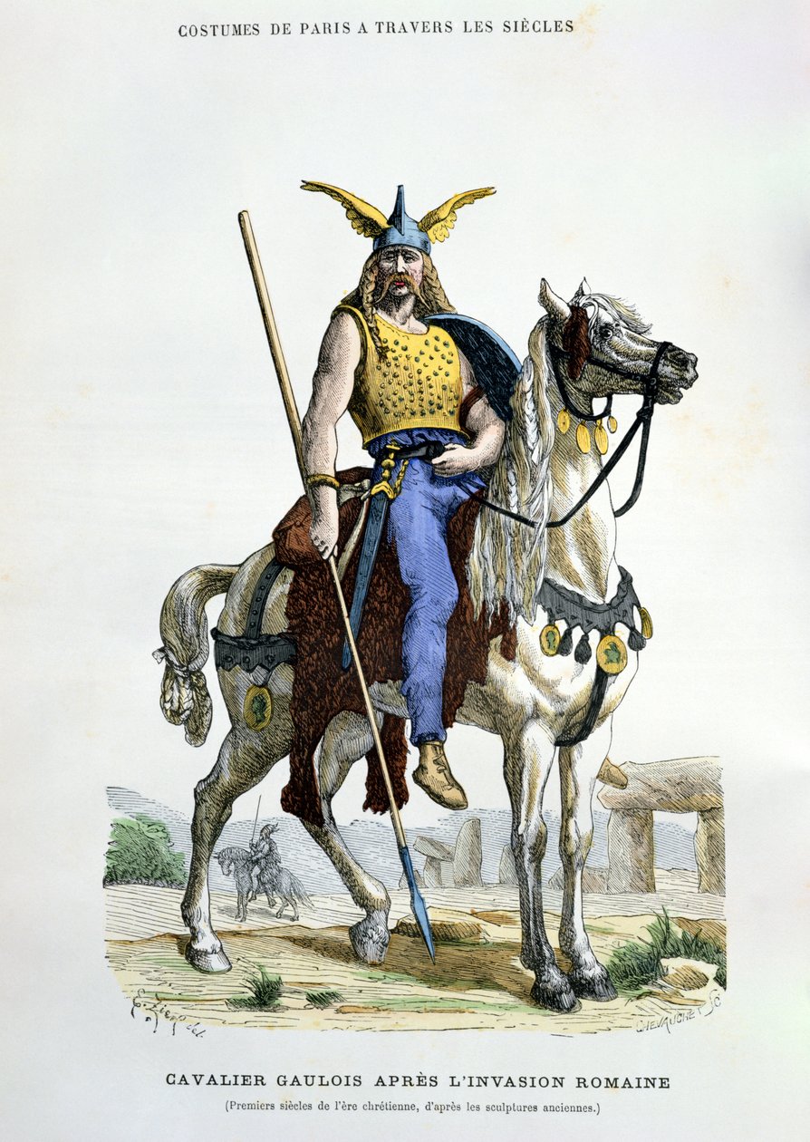 Ein gallischer Krieger nach der Invasion Roms, Illustration aus 