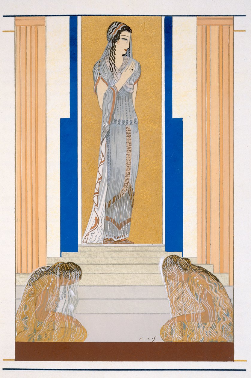 Weinende Penelope und ihre Dienerinnen, eine Illustration aus 