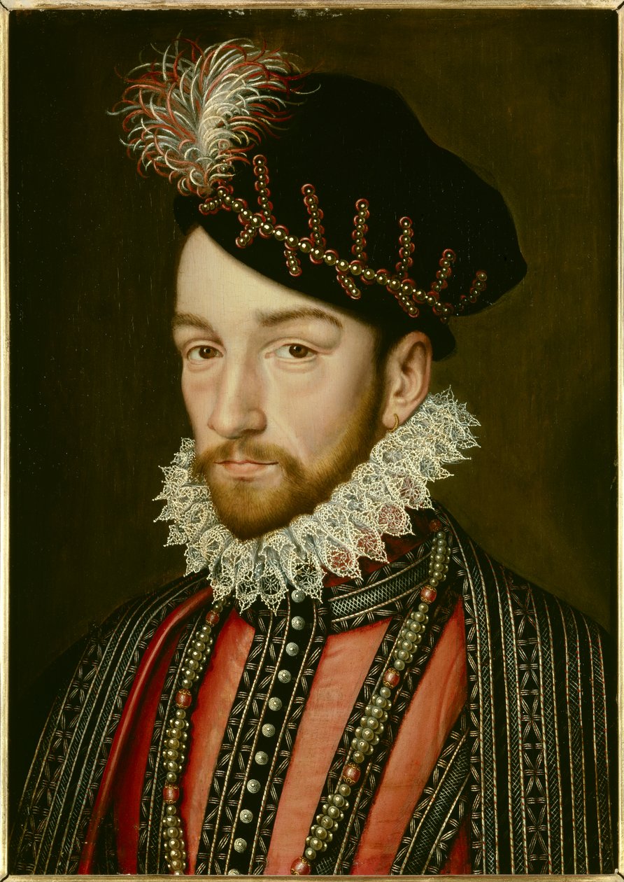 Porträt von Karl IX. (1550 - 1574) von Francois (after) Clouet