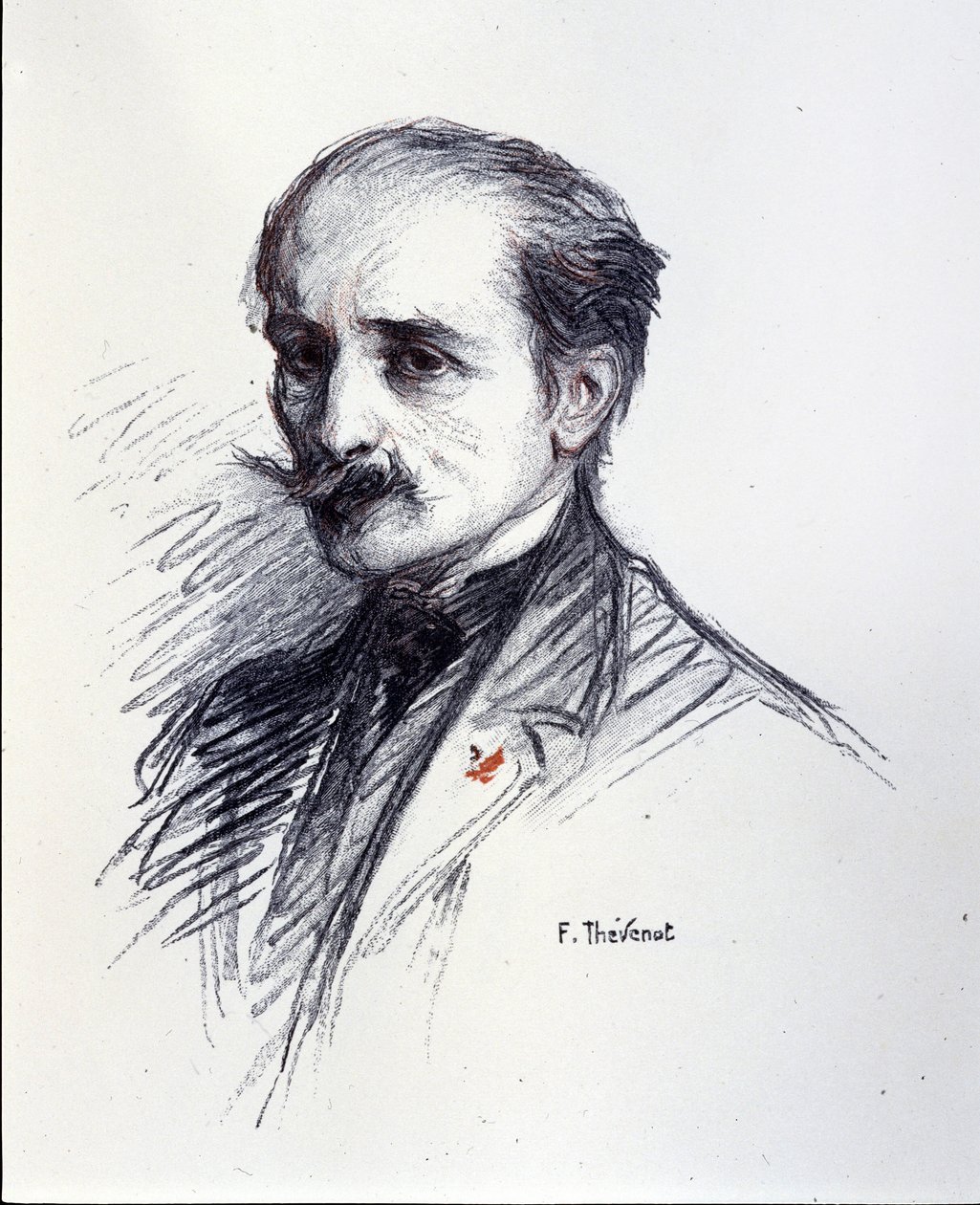 Porträt von Edmond Rostand (1868-1918). Zeichnung von Thévenot François (1856-1943). von Francois (after) Thevenot
