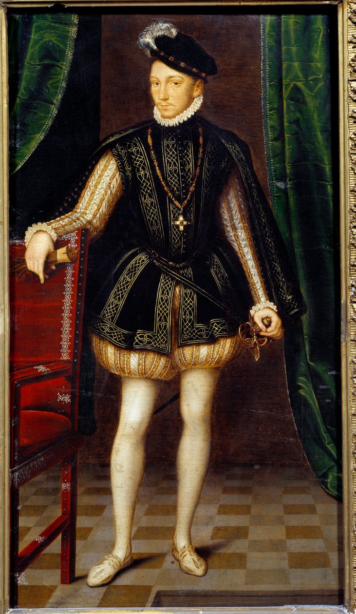 Ganzkörperporträt von Karl IX. (1550-1574), König von Frankreich von Francois (workshop of) Clouet