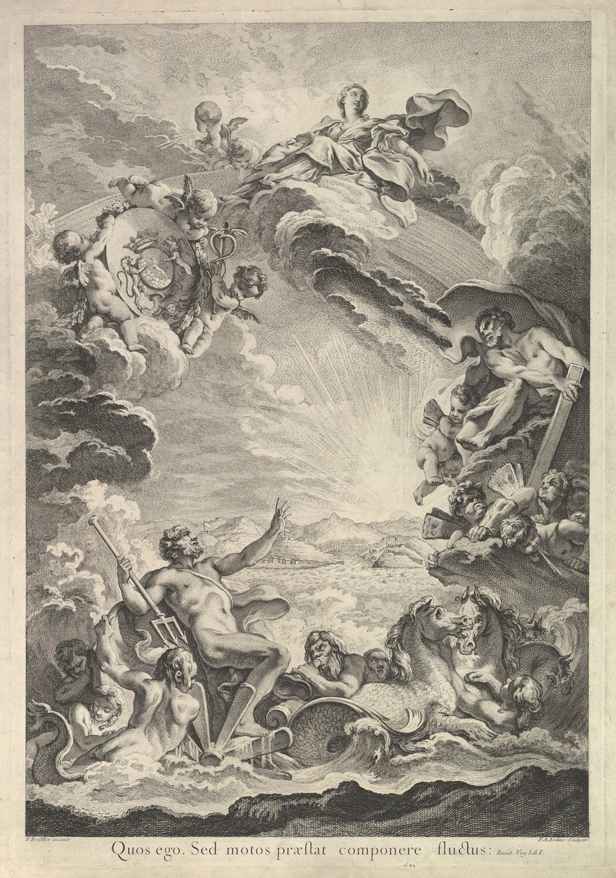 Neptun beruhigt den Sturm, 18. Jahrhundert von Francois Antoine Aveline