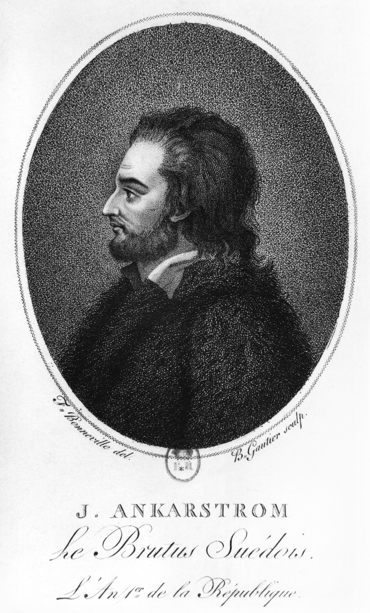 Porträt von Johan Ankarstrom, graviert von B. Gautier, 1792 von Francois Bonneville