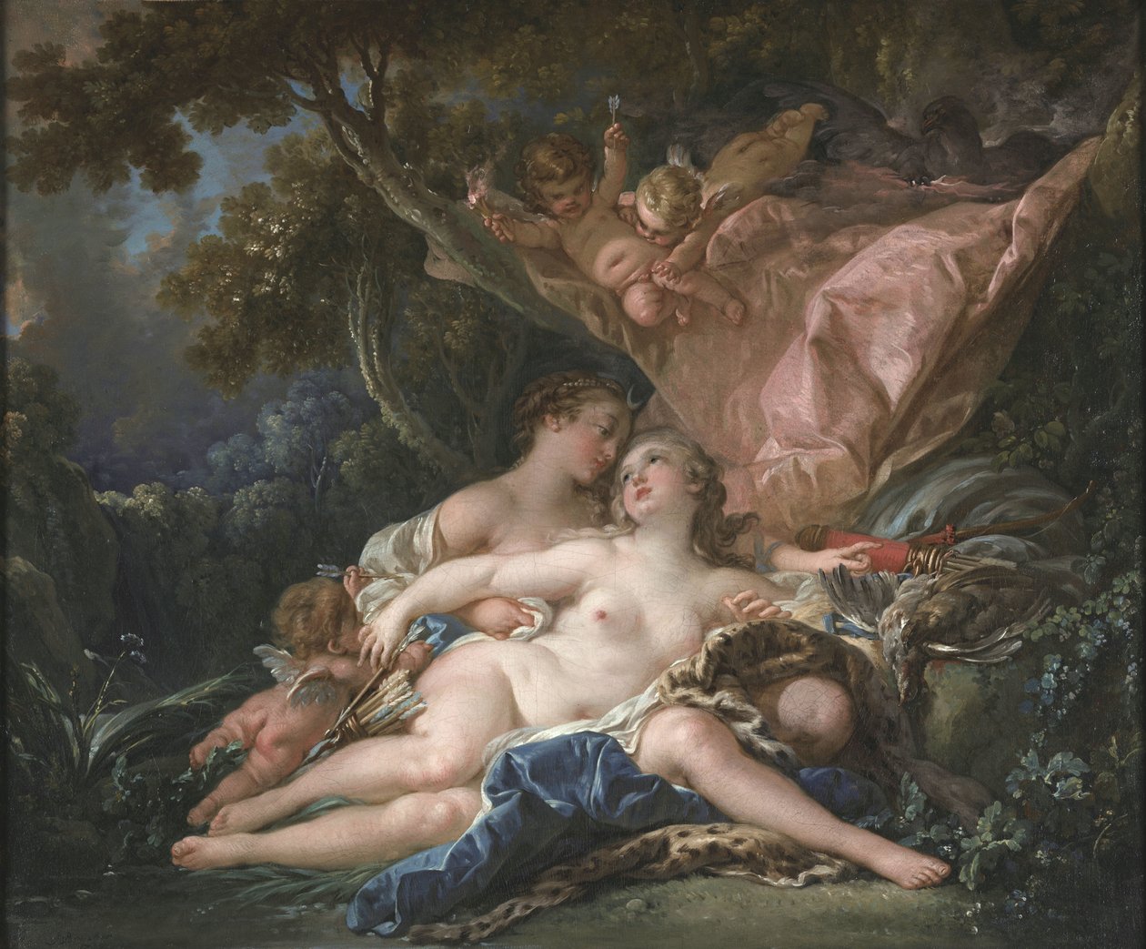 Jupiter in der Gestalt von Diana und die Nymphe Kallisto von François Boucher