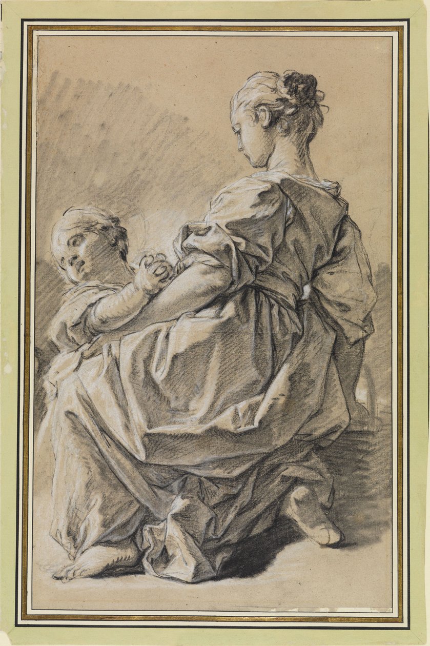 Kniende junge Frau mit Kind von François Boucher