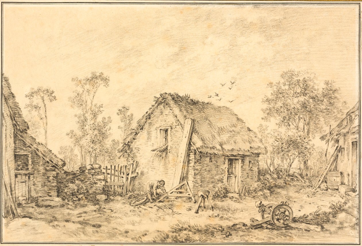 Landschaft mit rustikalem Häuschen von François Boucher