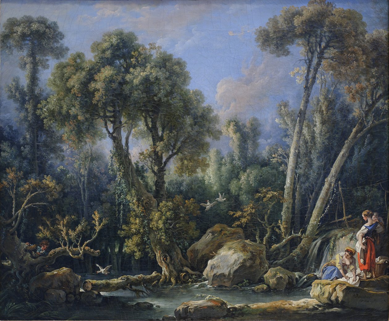 Wäscherinnen in einer Landschaft von François Boucher