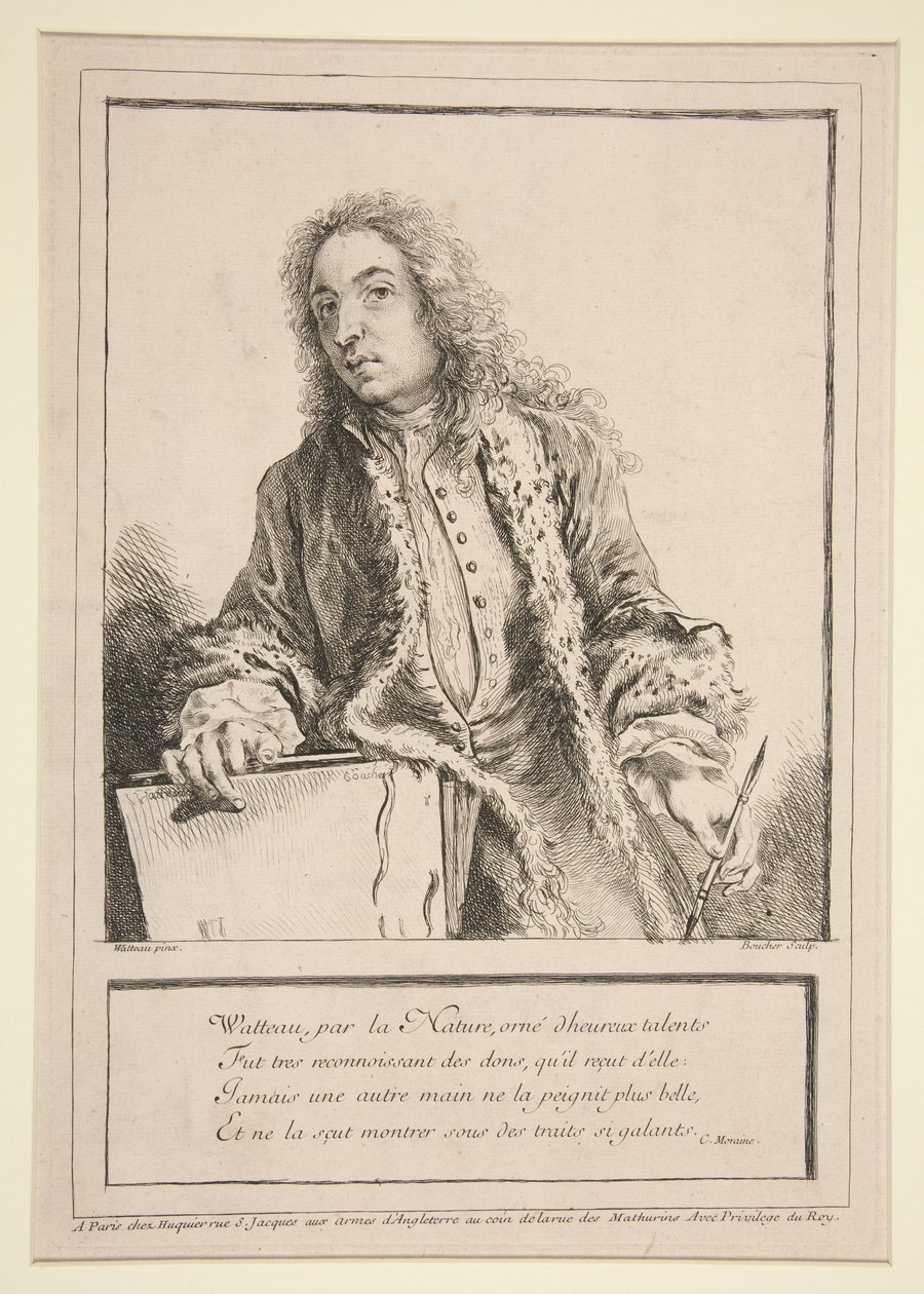 Selbstporträt von Antoine Watteau von François Boucher