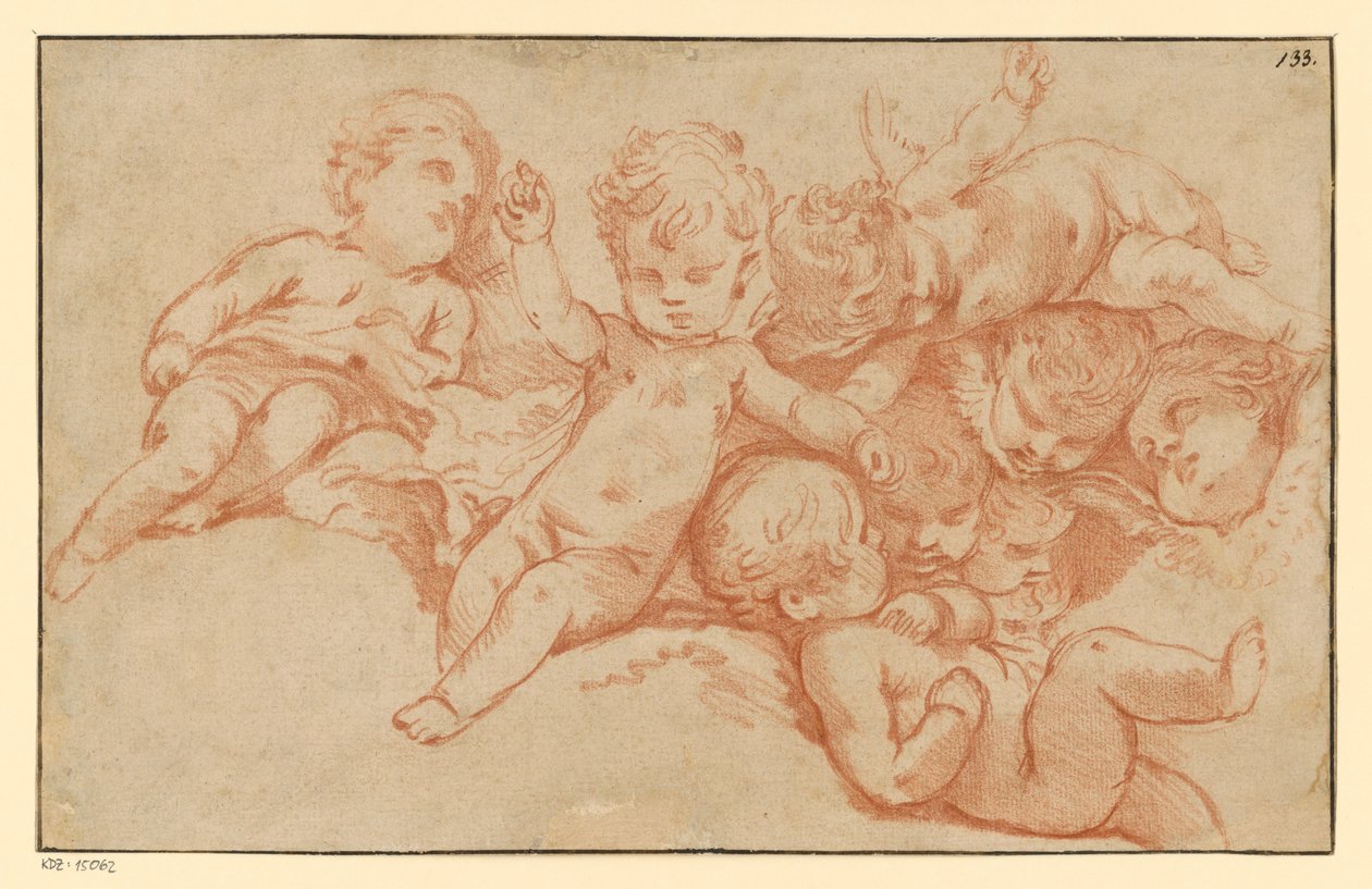 Spielende Putten (Gegendruck) von François Boucher