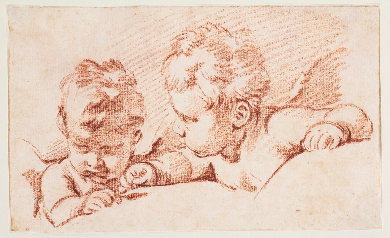 Zwei Putti. Entwurf für ein Türstück im Amalienborg von François Boucher