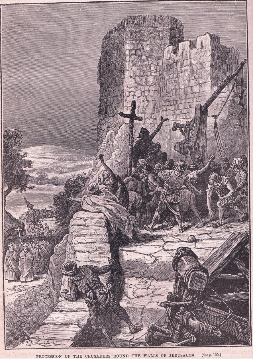 Prozession der Kreuzfahrer um die Mauern Jerusalems 1097 n. Chr. von Francois Edouard Zier
