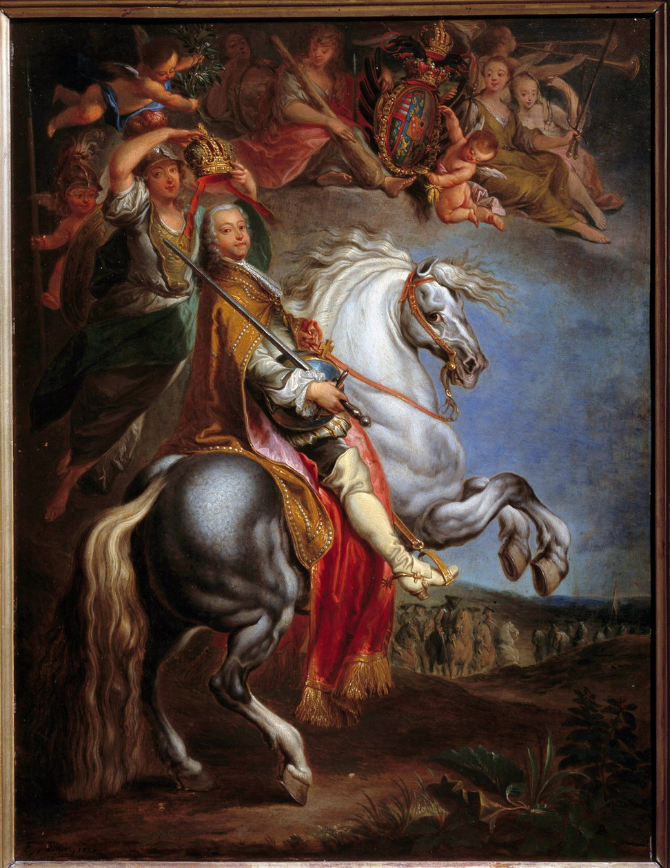Reiterporträt von Franz III. (1708-1765), Herzog von Lothringen, dann deutscher Kaiser und Großherzog der Toskana, Gemahl von Maria Theresia von Österreich von Francois Eisen