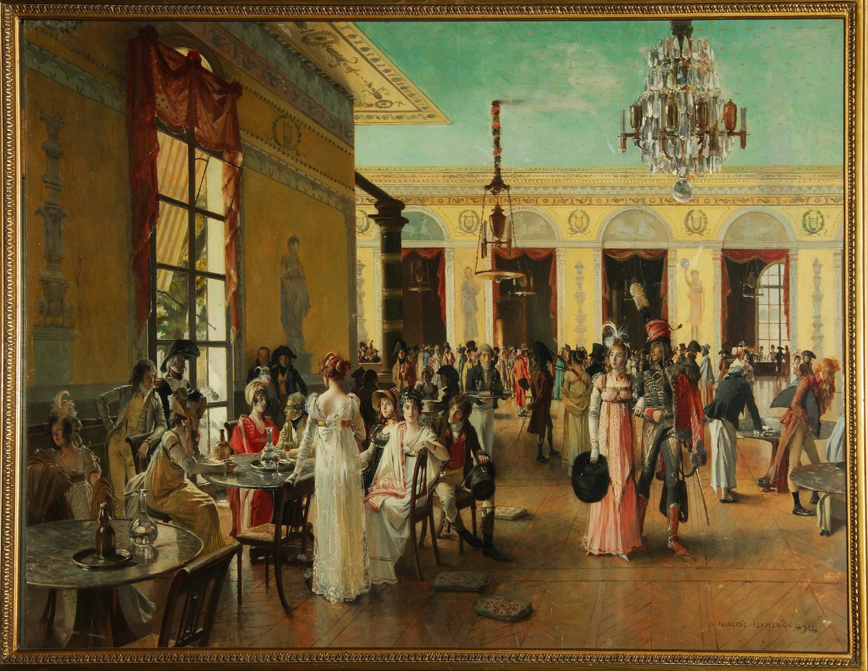 Café Frascati (Paris, Frankreich), eine Szene zur Zeit Napoleons von Francois Flameng