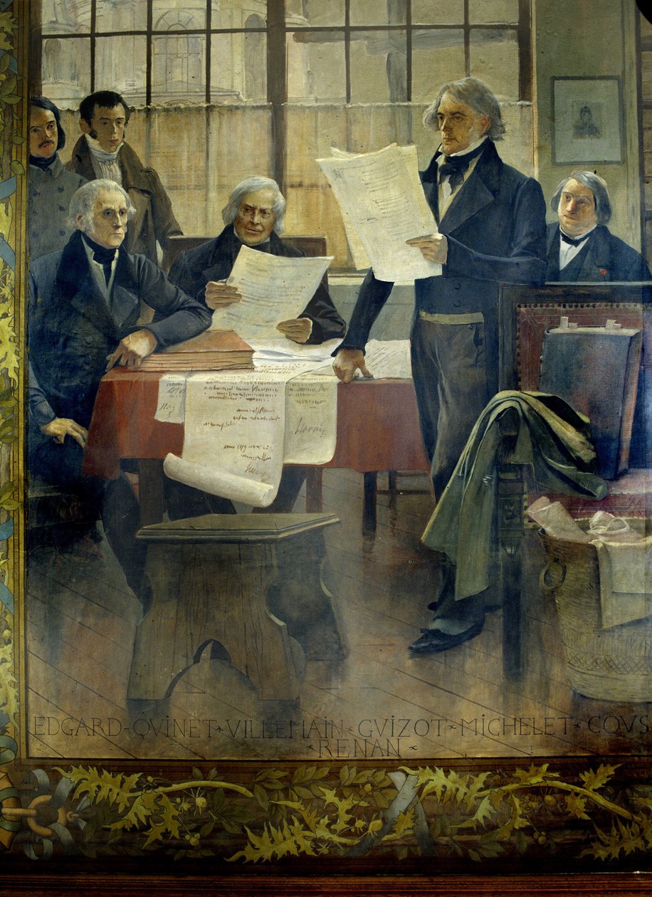 Schriftsteller im 19. Jahrhundert: Edgar Quinet, Abel François Villemain, François Guizot, Jules Michelet, Victor Cousin, Ernest Renan von Francois Flameng