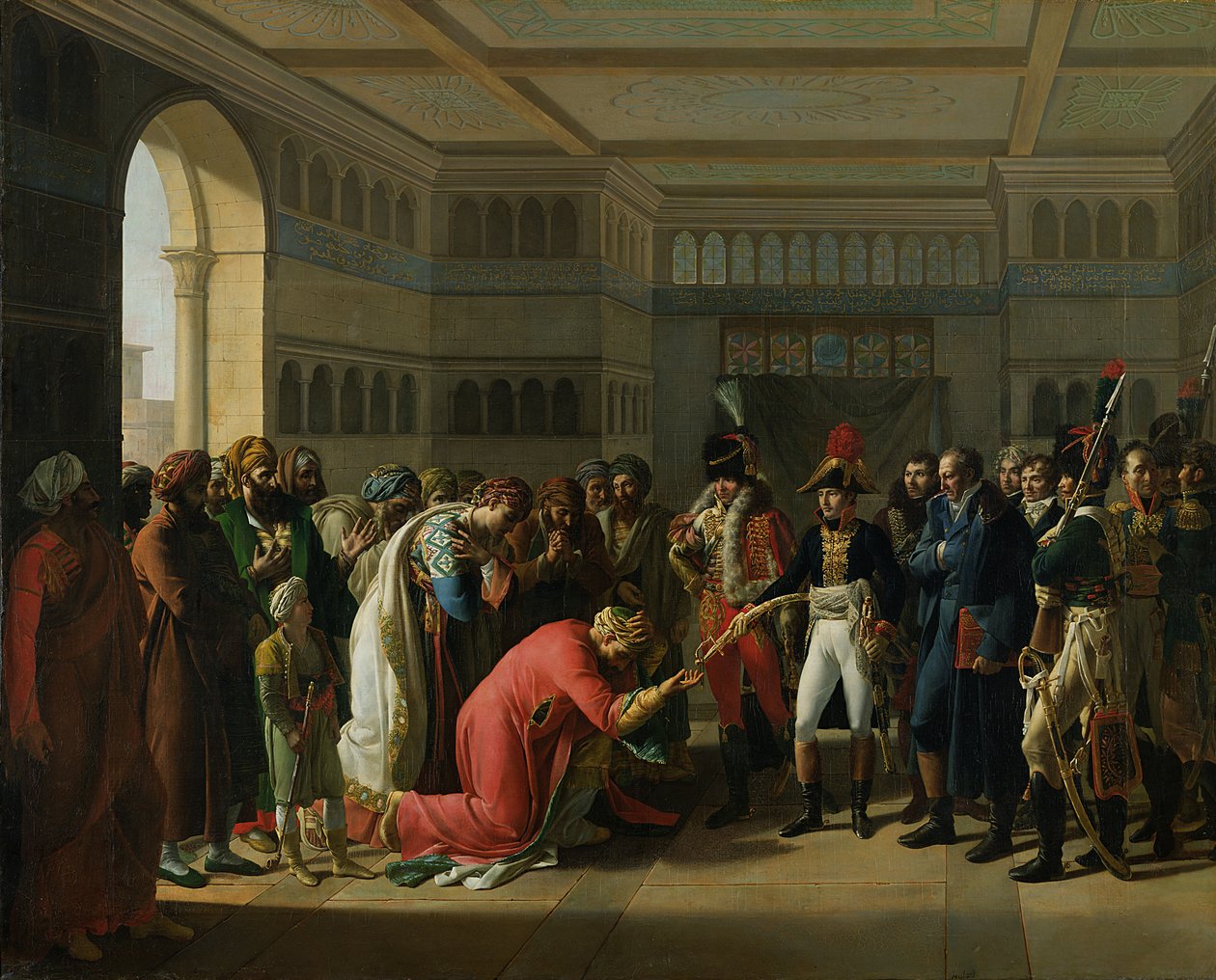General Bonaparte überreicht dem Militärchef von Alexandria ein Schwert, Juli 1798, 1808 von Francois Henri Mulard