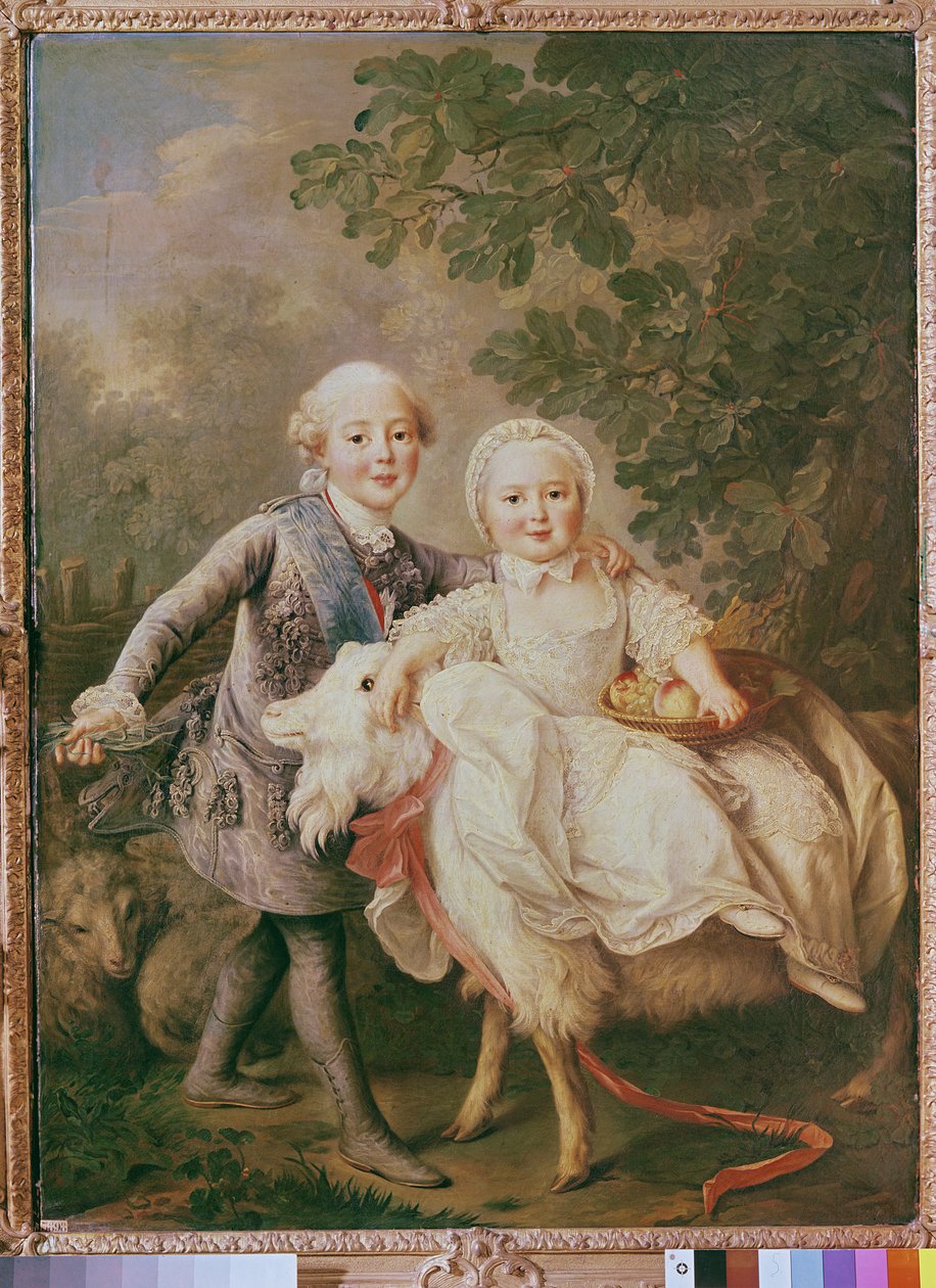 Karl von Frankreich (1757-1836), Graf von Artois und seine Schwester Clothilde (1759-1802), 1763-64 von Francois Hubert Drouais