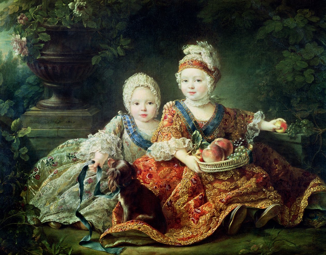 Louis de France (1754-93) Herzog von Berry und Louis de France (1755-1824) Graf von Provence, zukünftige Könige Ludwig XVI. und Ludwig XVIII. von Frankreich, 1757 von Francois Hubert Drouais